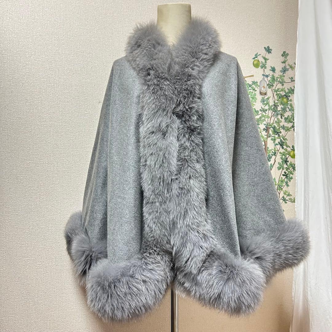 ダーマコレクション　ポンチョ　ケープコート　カシミヤ100%