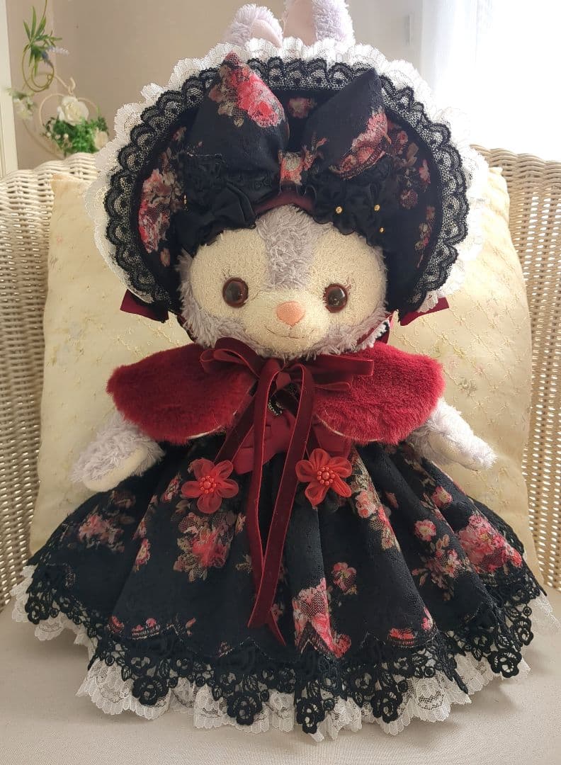 【りかさま専用　バラ柄アンティークレースボンネットドレス】