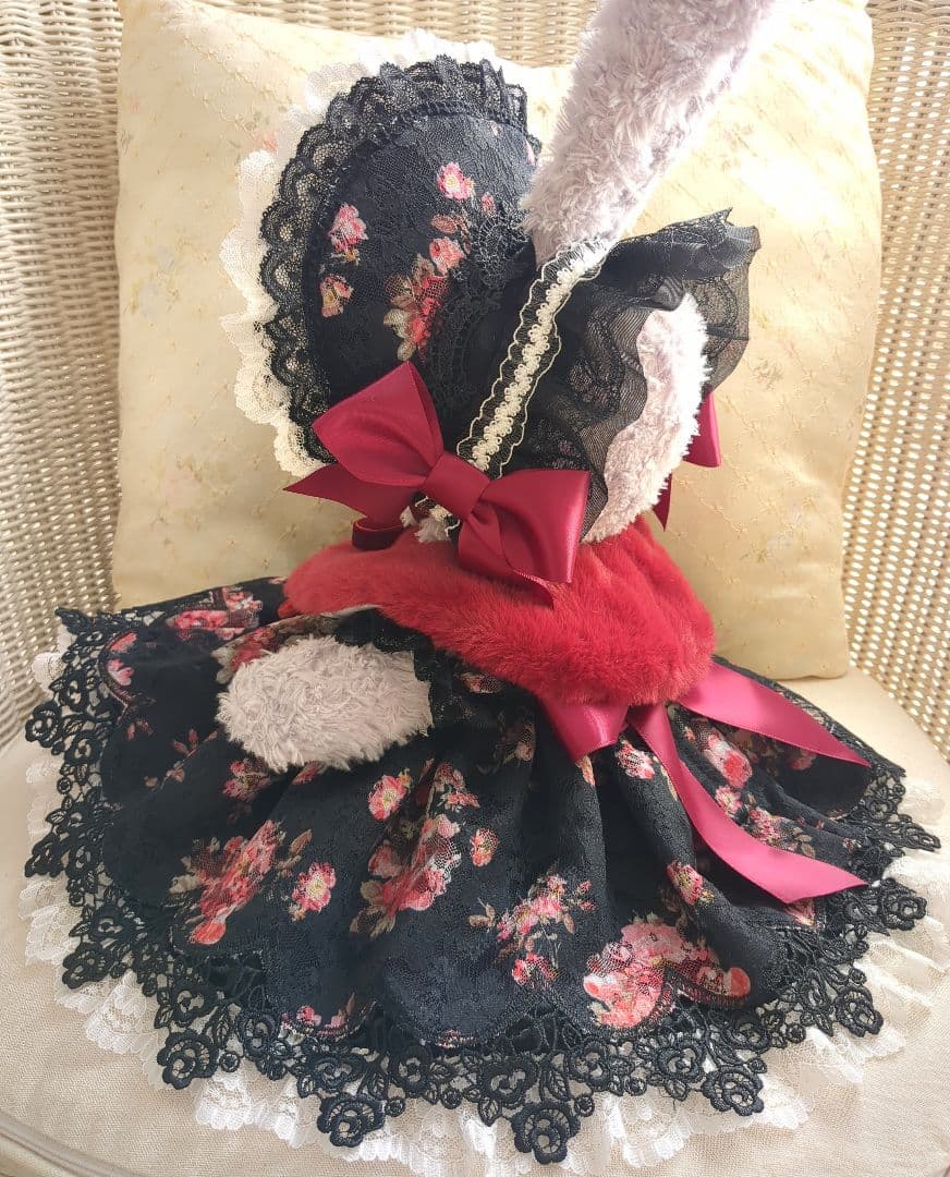 【りかさま専用　バラ柄アンティークレースボンネットドレス】