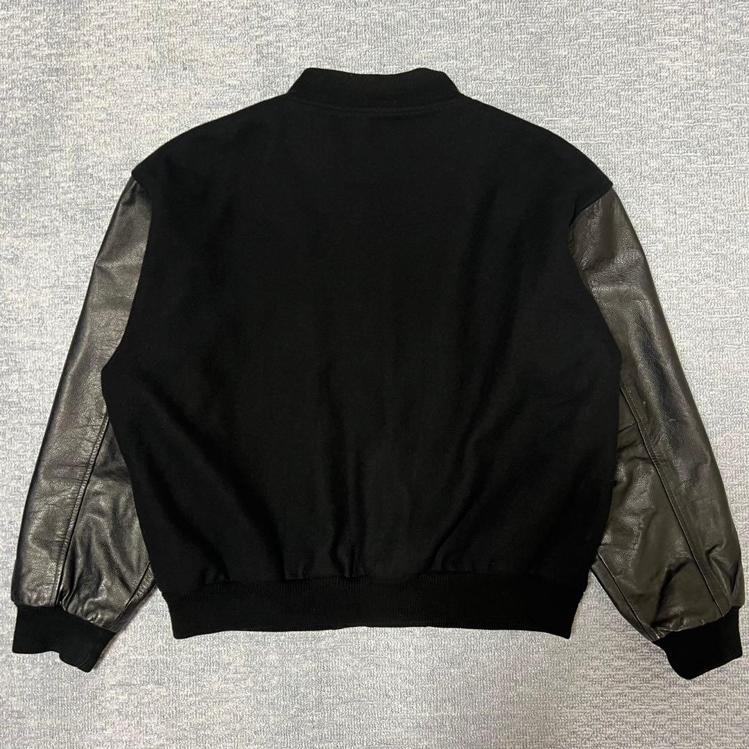 本革 スタジャン レザージャケット ウール ブラック キルティング XL