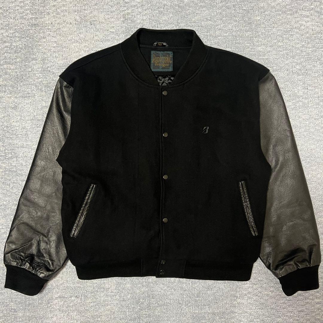 本革 スタジャン レザージャケット ウール ブラック キルティング XL