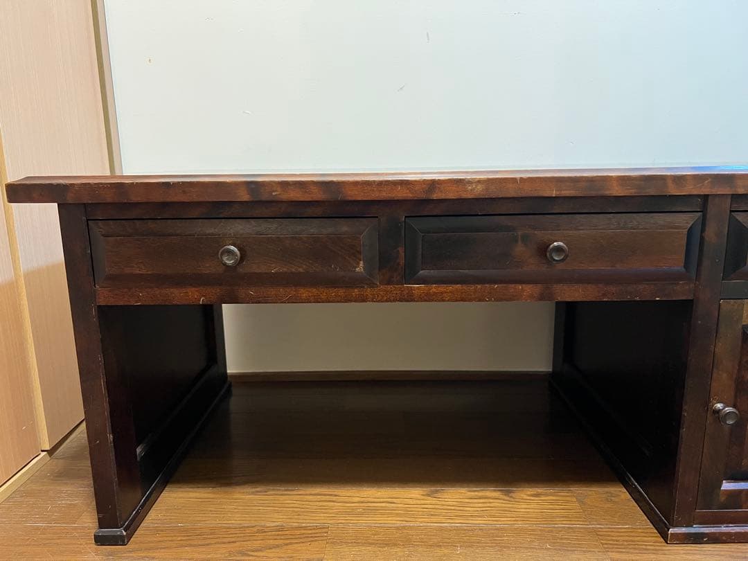 アンティーク⭐︎北海道民芸家具/書斎　 無垢材 骨董/座机/文机/帳場机/引出し付