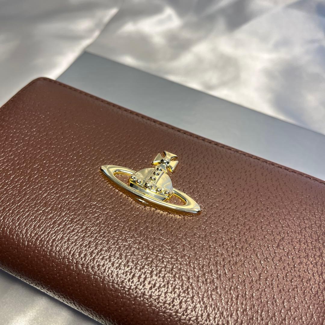 新品 Vivienne Westwood コーヒー ゴールドロゴ 長財布