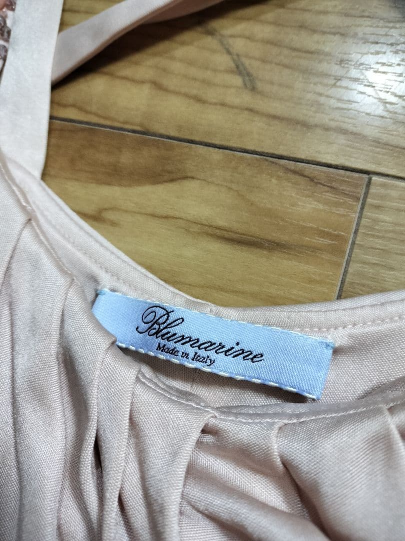 BLUMARINEブルマリンピンクストレッチ天然石とスワロフスキー装飾ワンピース