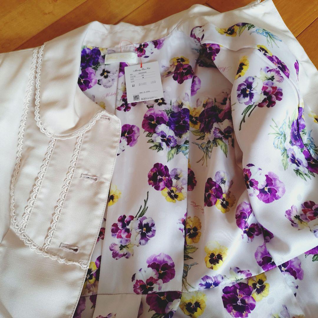 【未使用】メロディバスケット パンジーブーケ裏地ライトコート ピンク