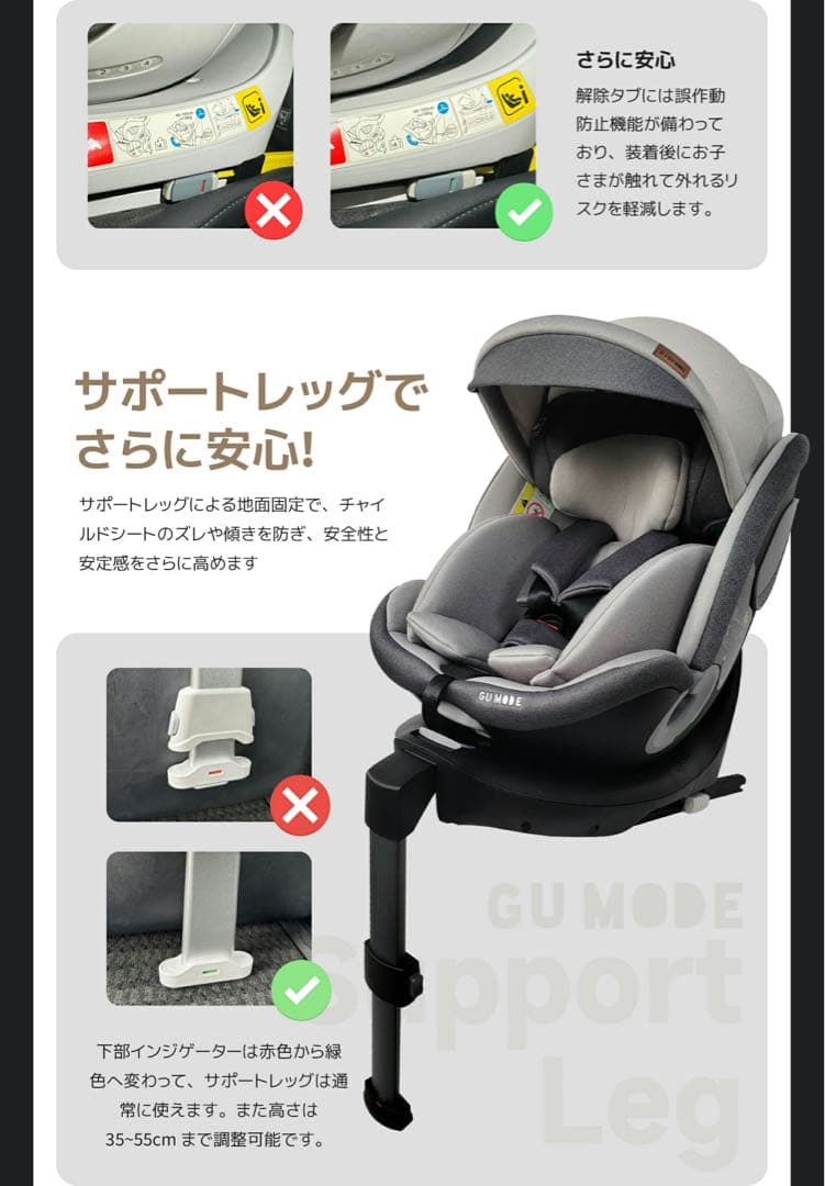 【新品】GU MODE 車用チャイルドシート 360度回転　ブルー