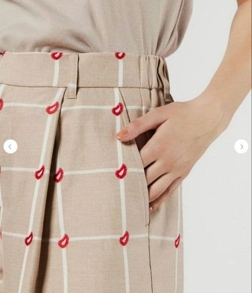 新品未使用 DSC/チェック柄ベージュワイドパンツ ベージュ 38