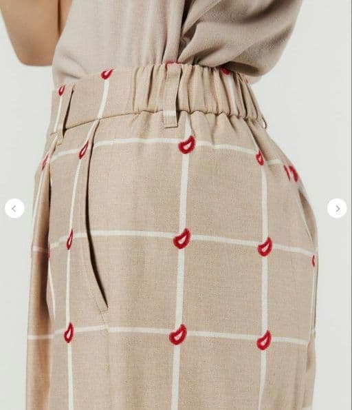 新品未使用 DSC/チェック柄ベージュワイドパンツ ベージュ 38