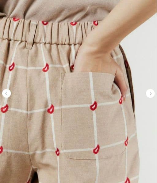 新品未使用 DSC/チェック柄ベージュワイドパンツ ベージュ 38