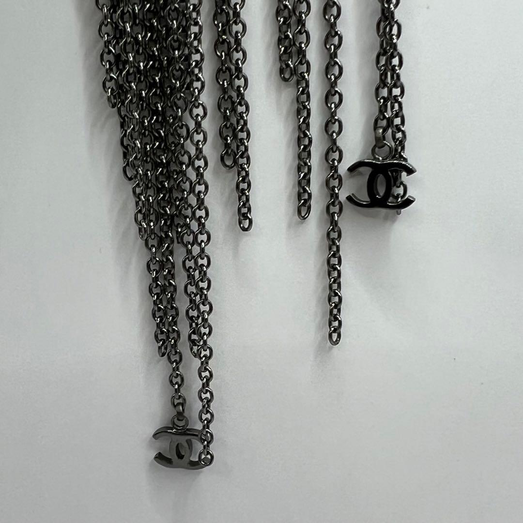 【未使用に近い】シャネル かんざし タッセル チェーン 銀色 ココマーク