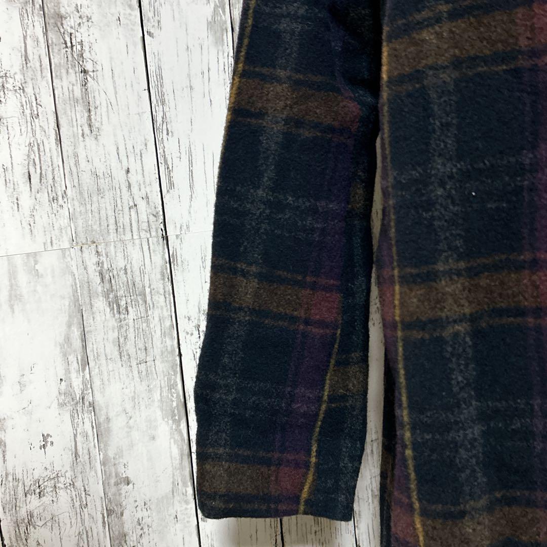 美品【パラスパレス】バルーンモッサー　チェック　ボトルネックコート　美シルエット