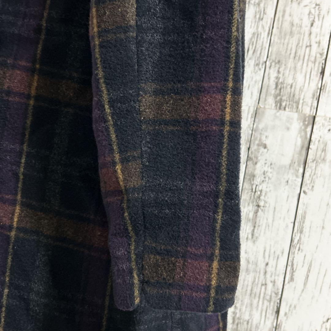 美品【パラスパレス】バルーンモッサー　チェック　ボトルネックコート　美シルエット