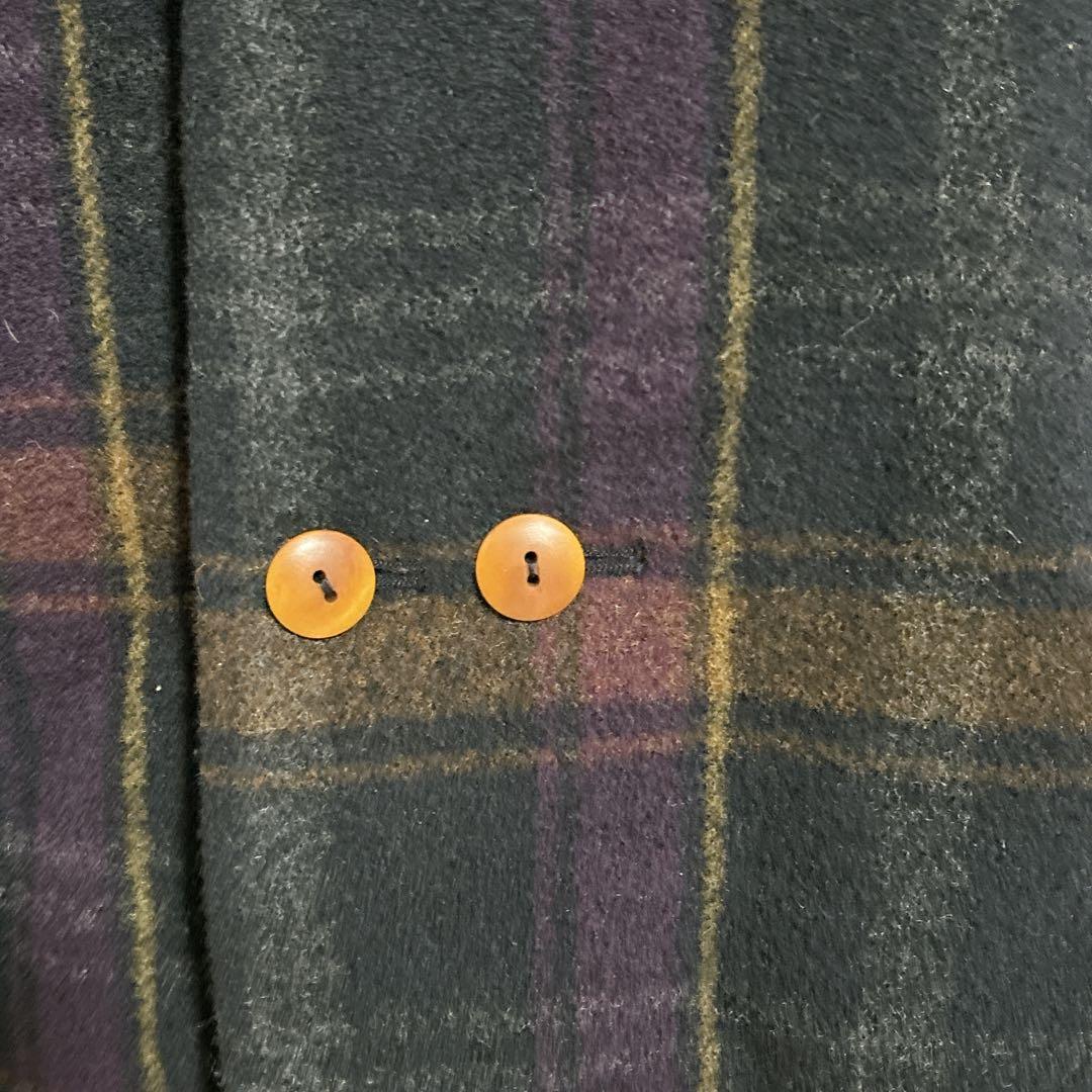 美品【パラスパレス】バルーンモッサー　チェック　ボトルネックコート　美シルエット