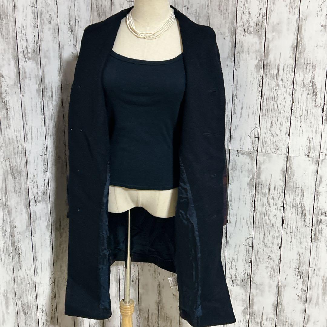 美品【パラスパレス】バルーンモッサー　チェック　ボトルネックコート　美シルエット