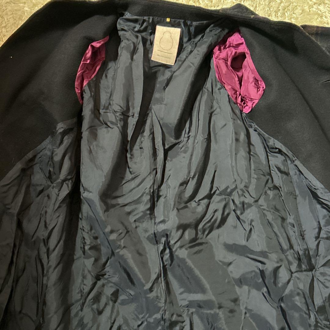 美品【パラスパレス】バルーンモッサー　チェック　ボトルネックコート　美シルエット