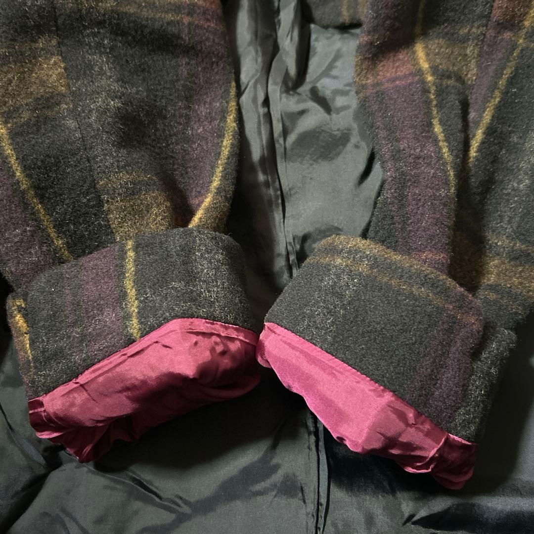 美品【パラスパレス】バルーンモッサー　チェック　ボトルネックコート　美シルエット