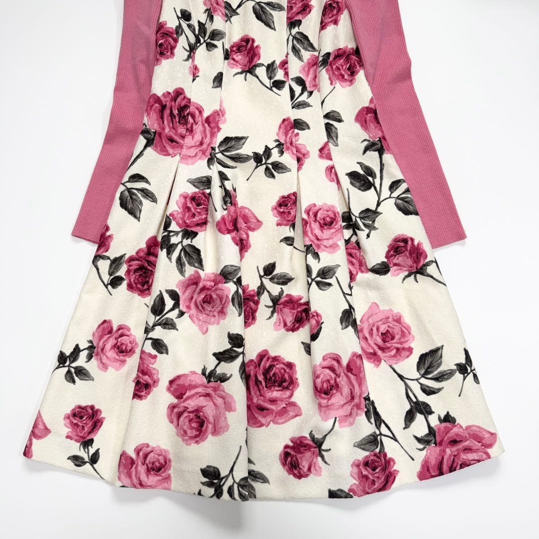 【極美品✨】エムズグレイシー　ワンピース　36 長袖　花柄　2021年　異素材