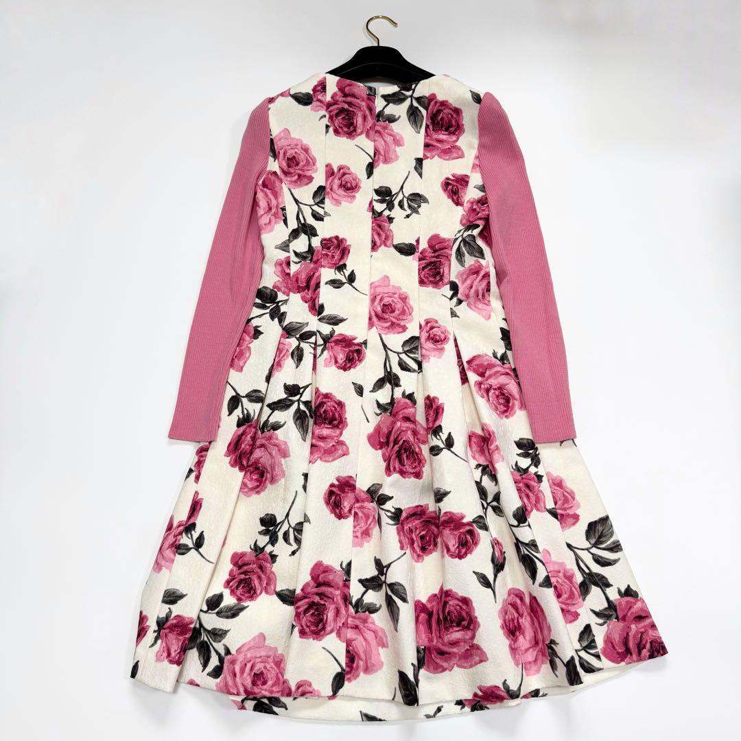 【極美品✨】エムズグレイシー　ワンピース　36 長袖　花柄　2021年　異素材