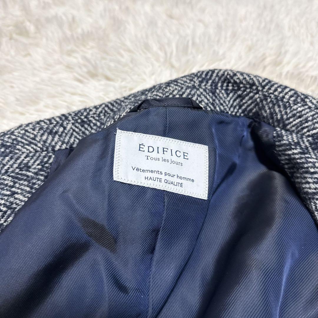 極美品✨ エディフィス ネップヘリンボーンチェスターコート ルドーム製 大きめ