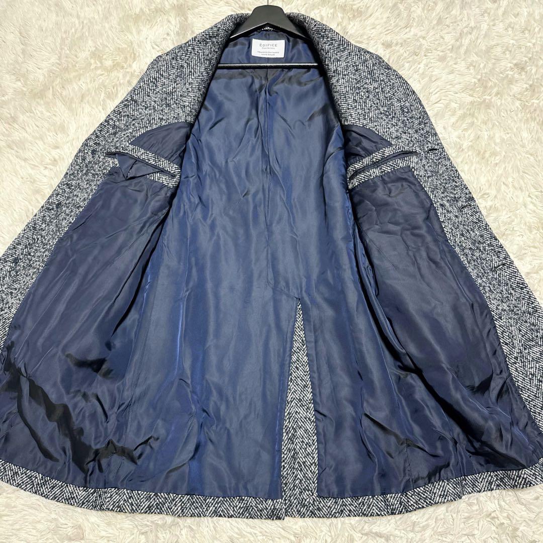 極美品✨ エディフィス ネップヘリンボーンチェスターコート ルドーム製 大きめ