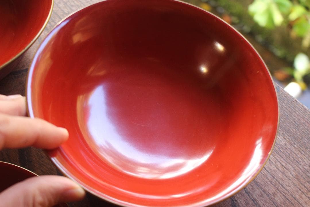 デッドストック！時代金縁朱漆に極上松竹梅沈金の映える大椀2点（検輪島塗雑煮椀