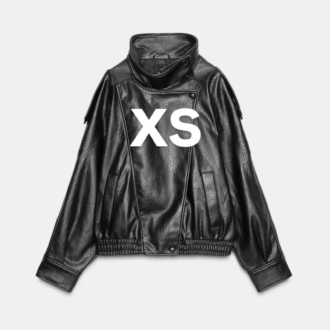 【未使用】ZARA フェイクレザージャケット ブラック XS