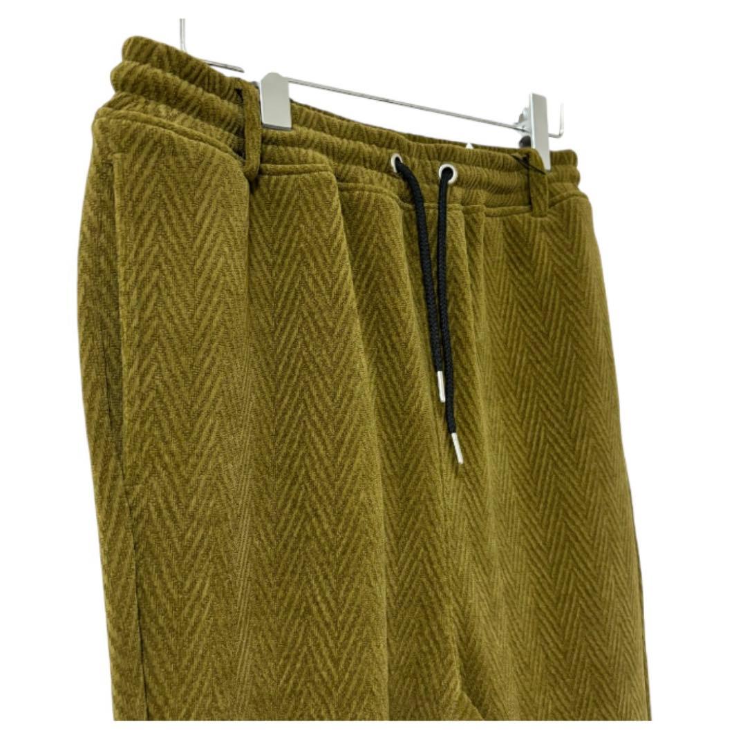 新品未使用　CAMBIO カンビオ【L】ヘリンボーン柄　サルエルパンツ　オリーブ