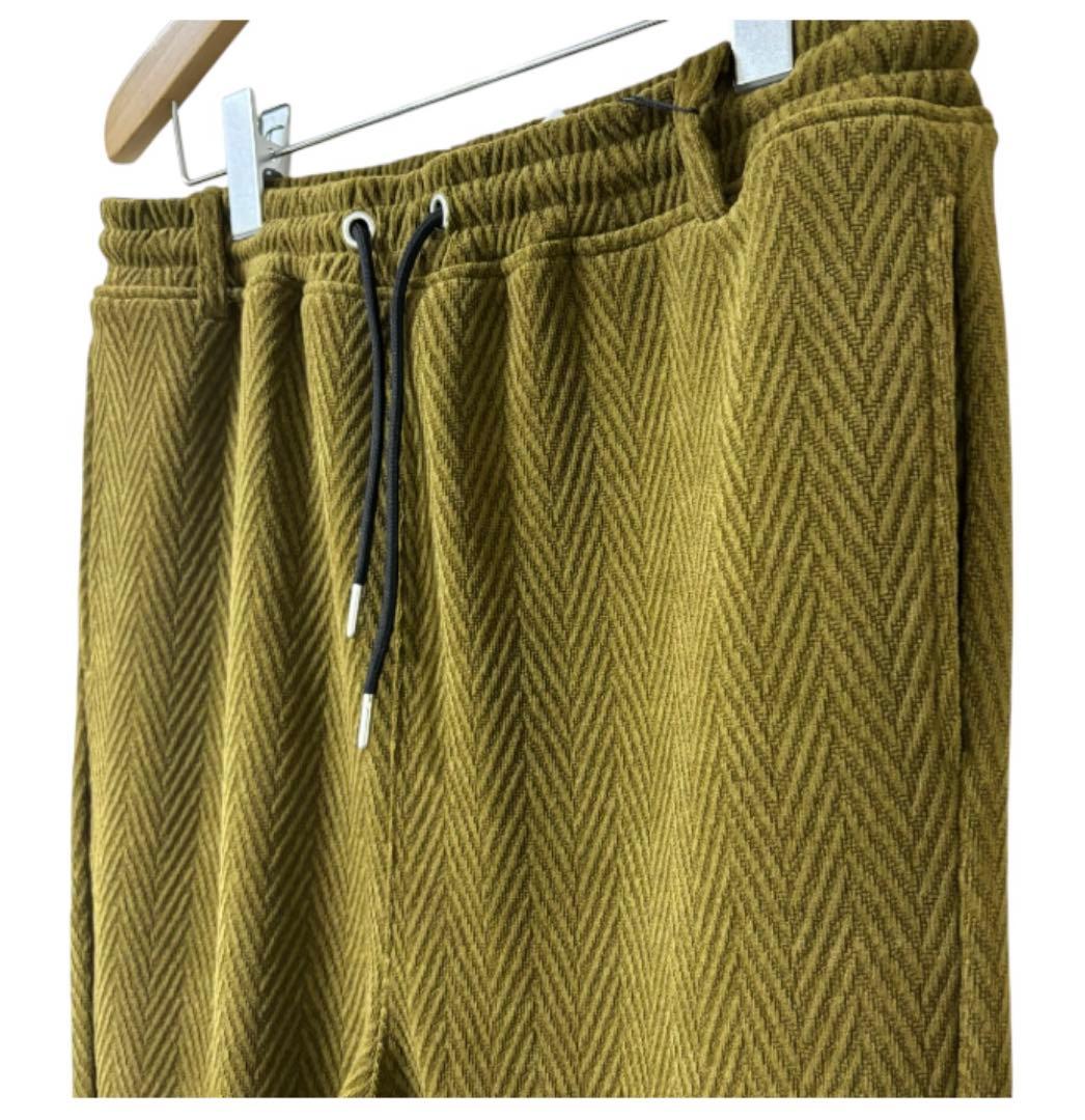 新品未使用　CAMBIO カンビオ【L】ヘリンボーン柄　サルエルパンツ　オリーブ