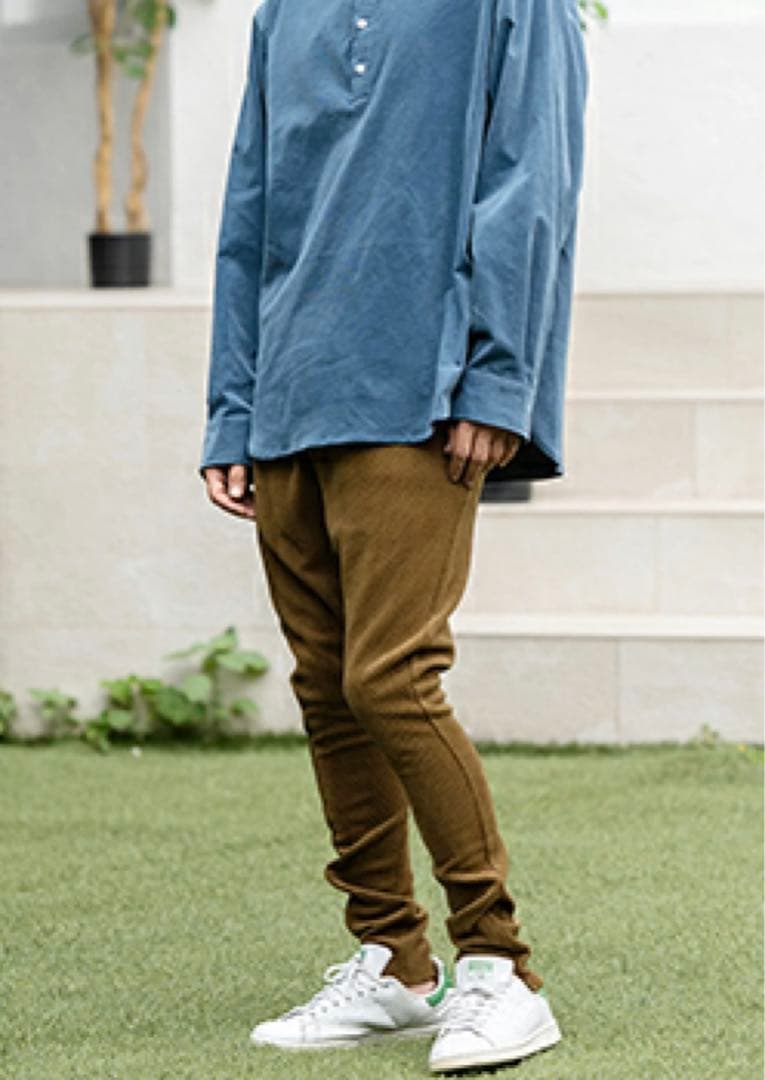 新品未使用　CAMBIO カンビオ【L】ヘリンボーン柄　サルエルパンツ　オリーブ