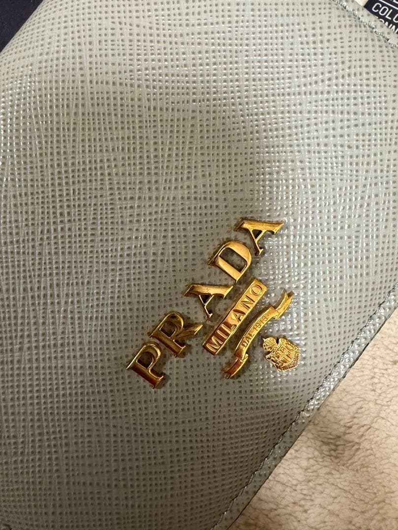 PRADA 二つ折り財布　ウォレット　グレー　ブルー　サフィアーノ