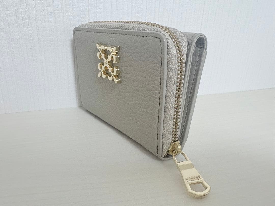 【russet】三つ折り財布 モノグラムプレート レザー グレー