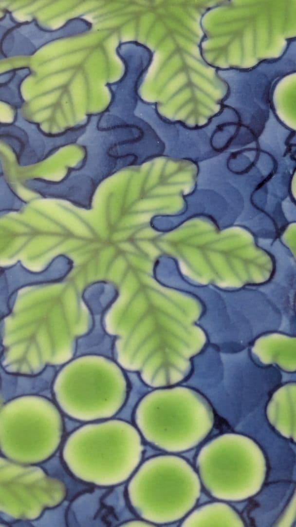 源右衛門窯　緑彩葡萄絵角皿