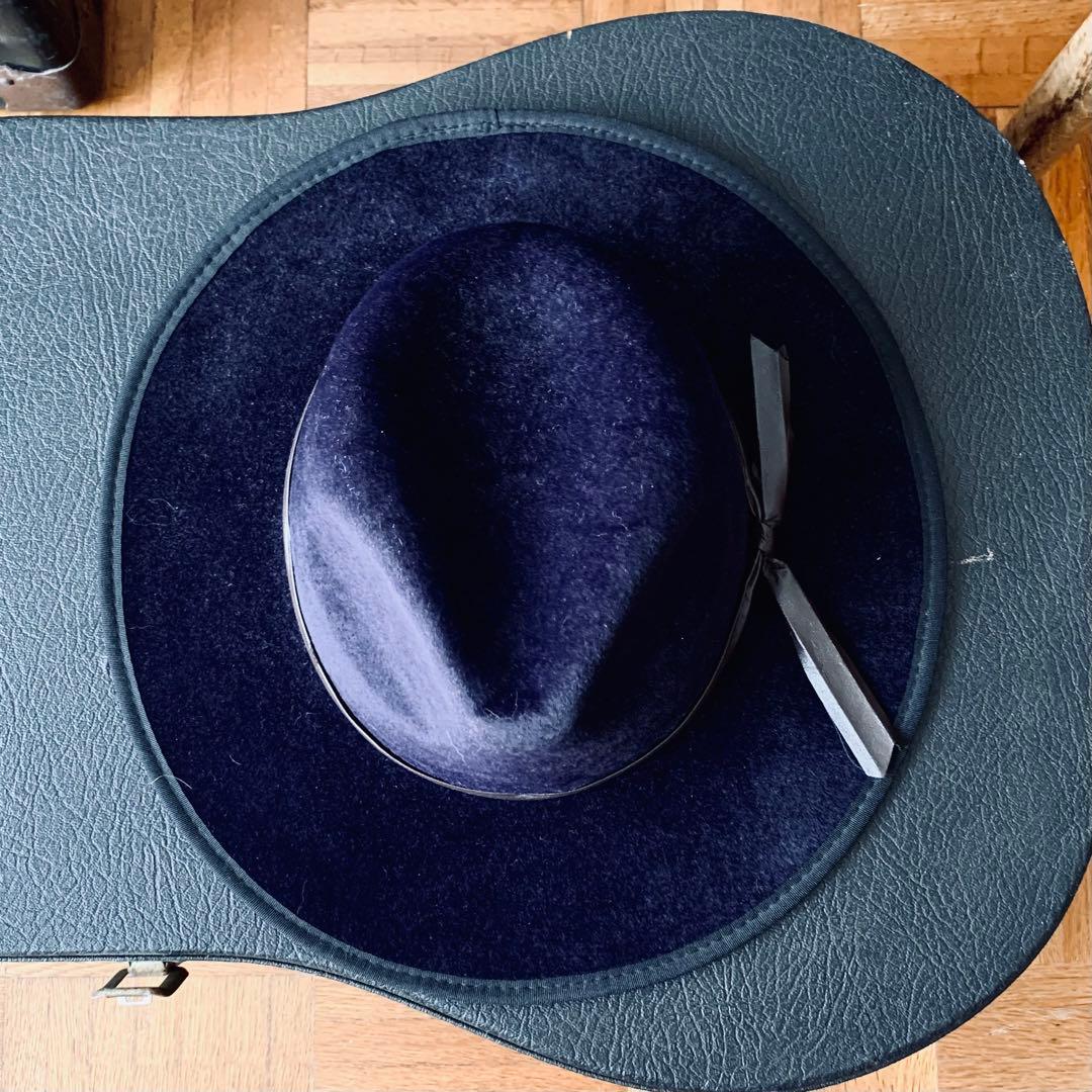 希少カラー ロイヤルネイビーブルー ヴィンテージ ロングプリム ハット HAT