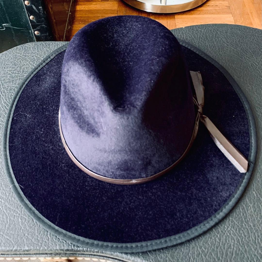 希少カラー ロイヤルネイビーブルー ヴィンテージ ロングプリム ハット HAT