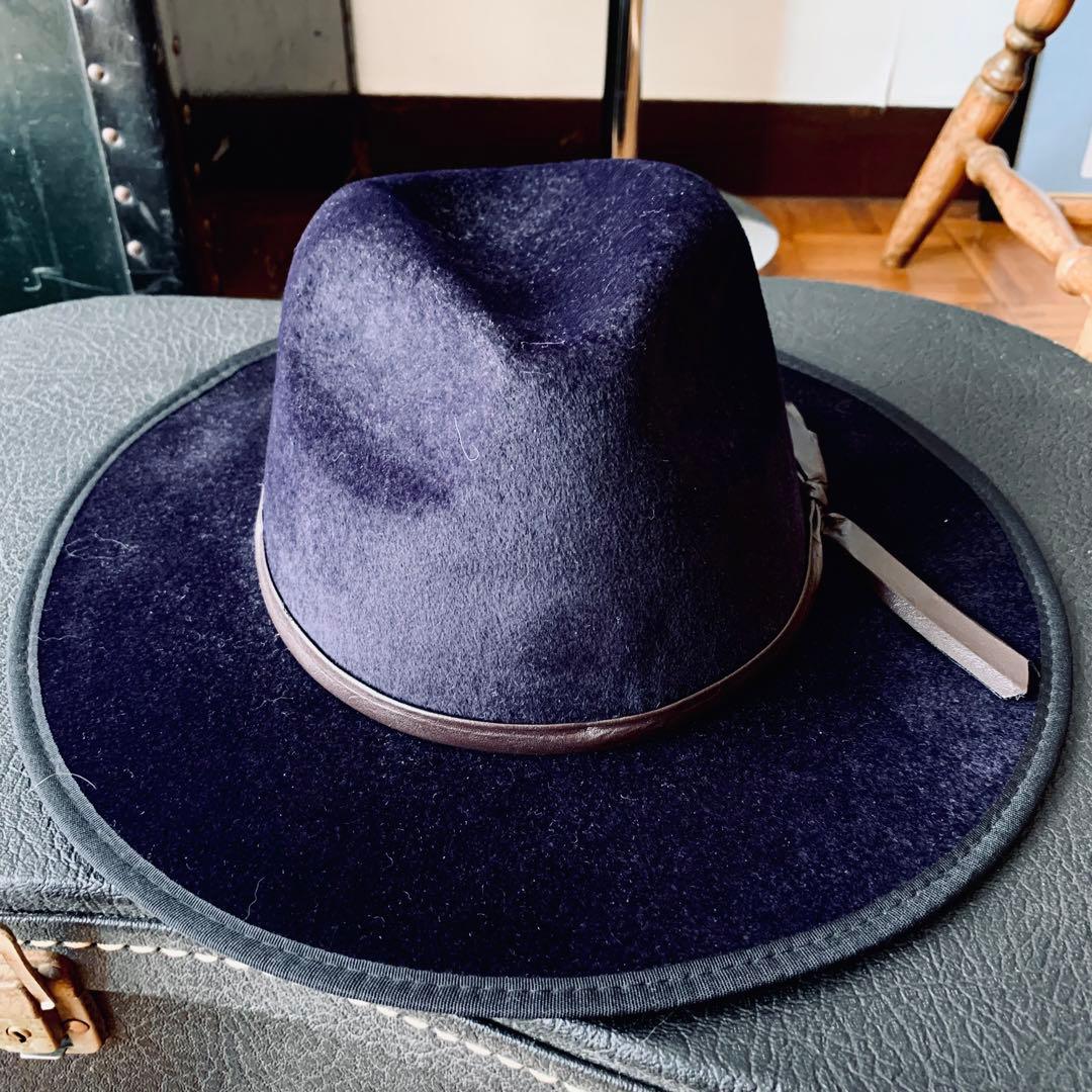 希少カラー ロイヤルネイビーブルー ヴィンテージ ロングプリム ハット HAT