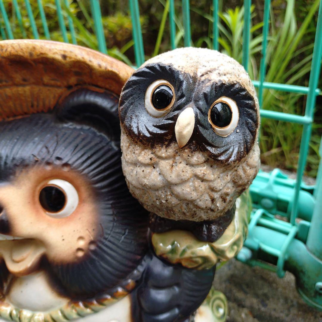 信楽焼　9号ふくろう蛙付き狸＆黄色い 忍者狸のセット