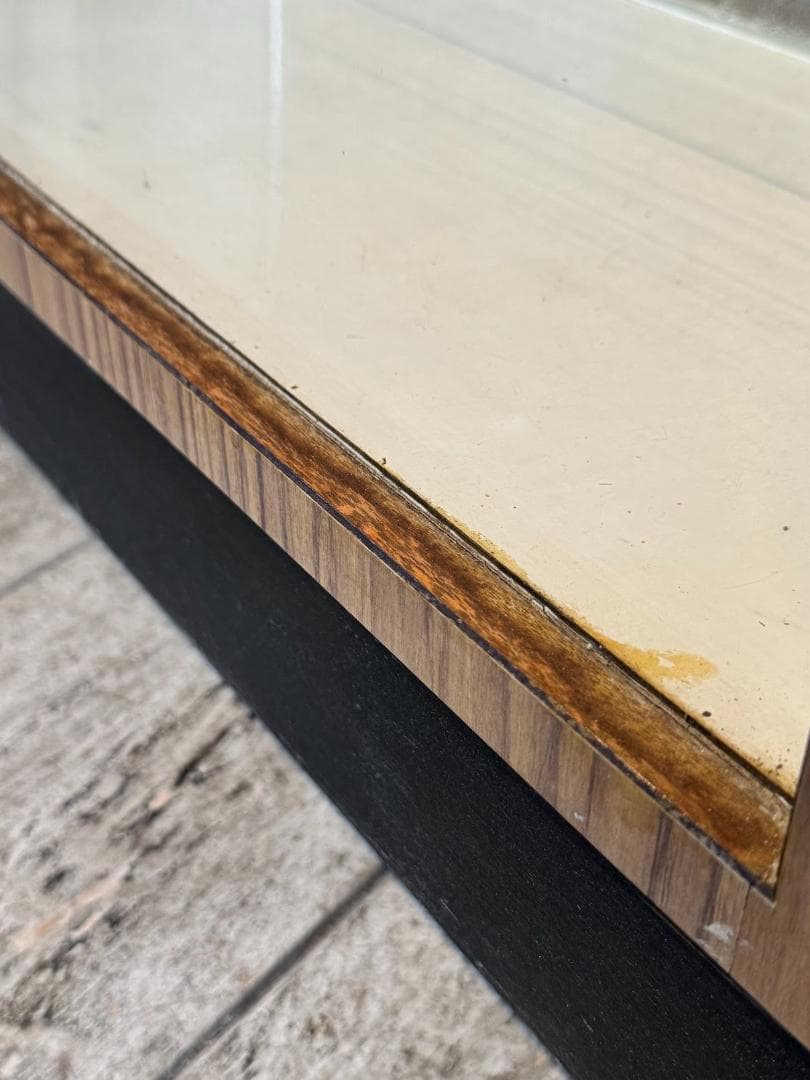 古いガラスショーケースカウンター 店舗什器 Rガラス レトロガラスヴィンテージ