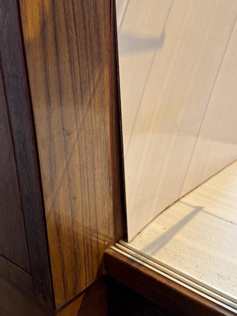 古いガラスショーケースカウンター 店舗什器 Rガラス レトロガラスヴィンテージ