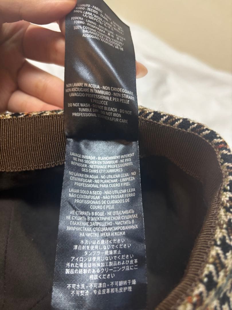 GUCCI チェック柄 ベレー帽　帽子XL60サイズ