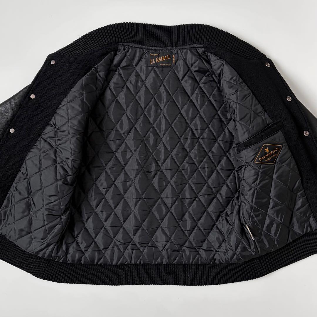 RADIALL 袖革スタジャン M ラディアル レザー ジャケット ブラック 黒