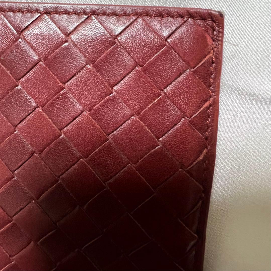 BOTTEGA VENETA イントレチャート マネークリップ財布 バーガンディ