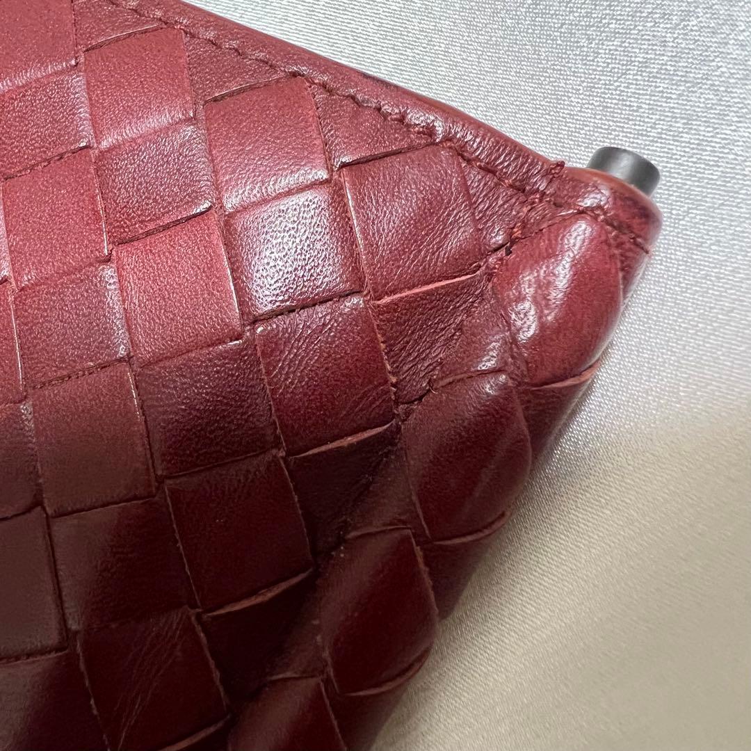 BOTTEGA VENETA イントレチャート マネークリップ財布 バーガンディ