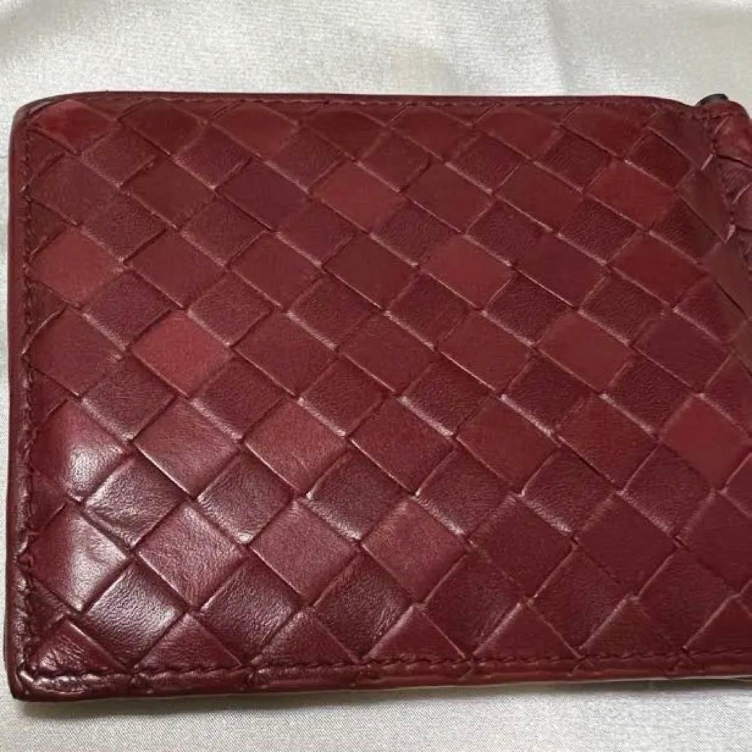 BOTTEGA VENETA イントレチャート マネークリップ財布 バーガンディ