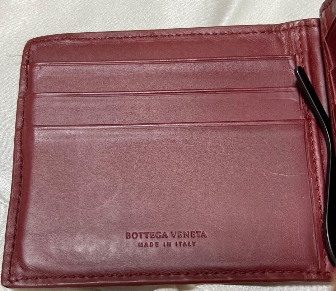 BOTTEGA VENETA イントレチャート マネークリップ財布 バーガンディ