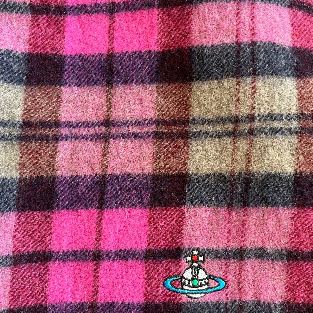 Vivienne Westwood オーブ　刺繍　カシミヤ　マフラー　 チェック