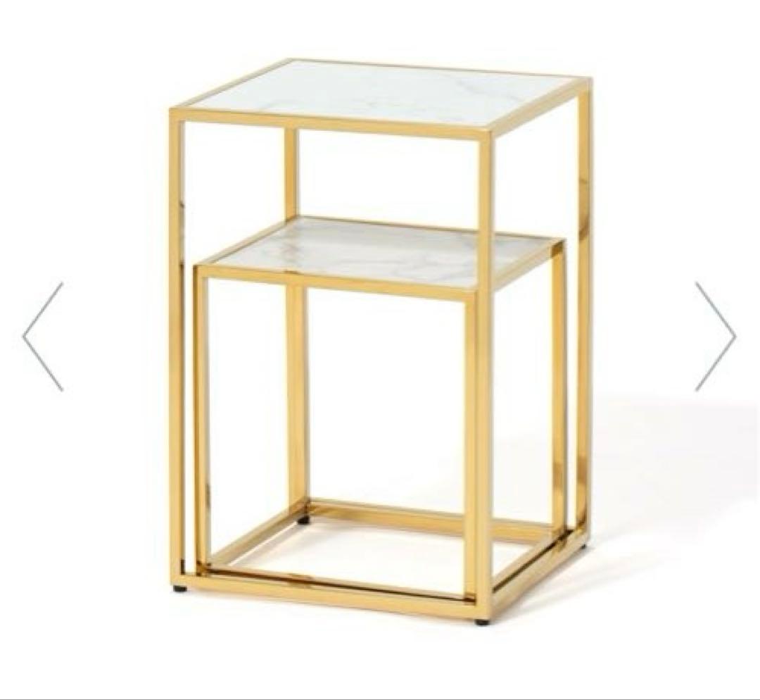 Francfranc レーヌ ネストテーブル S マーブル×ゴールド