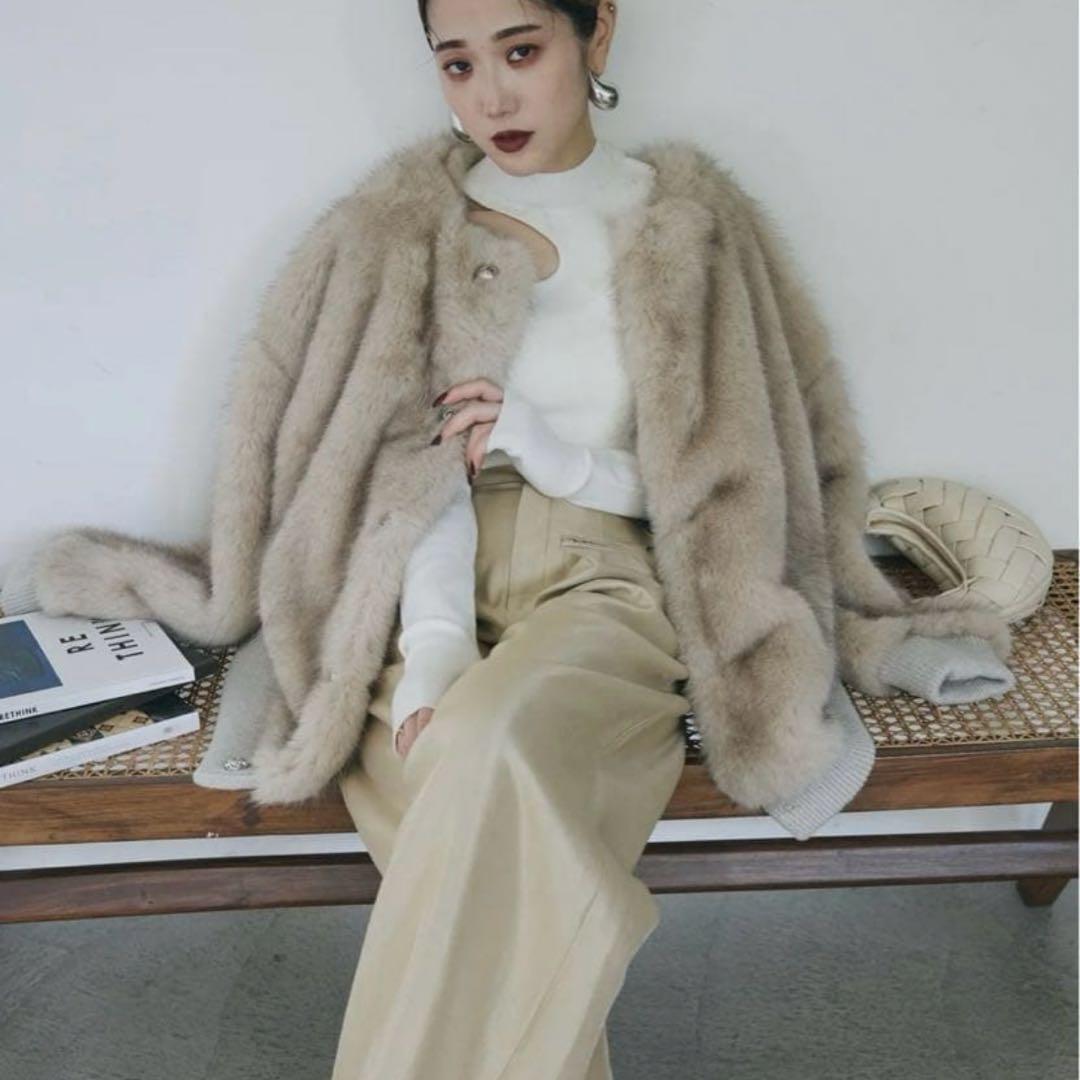 【新品タグ付き】ANDREA&Co. 毛皮　ファーコート　ホワイト　FREE