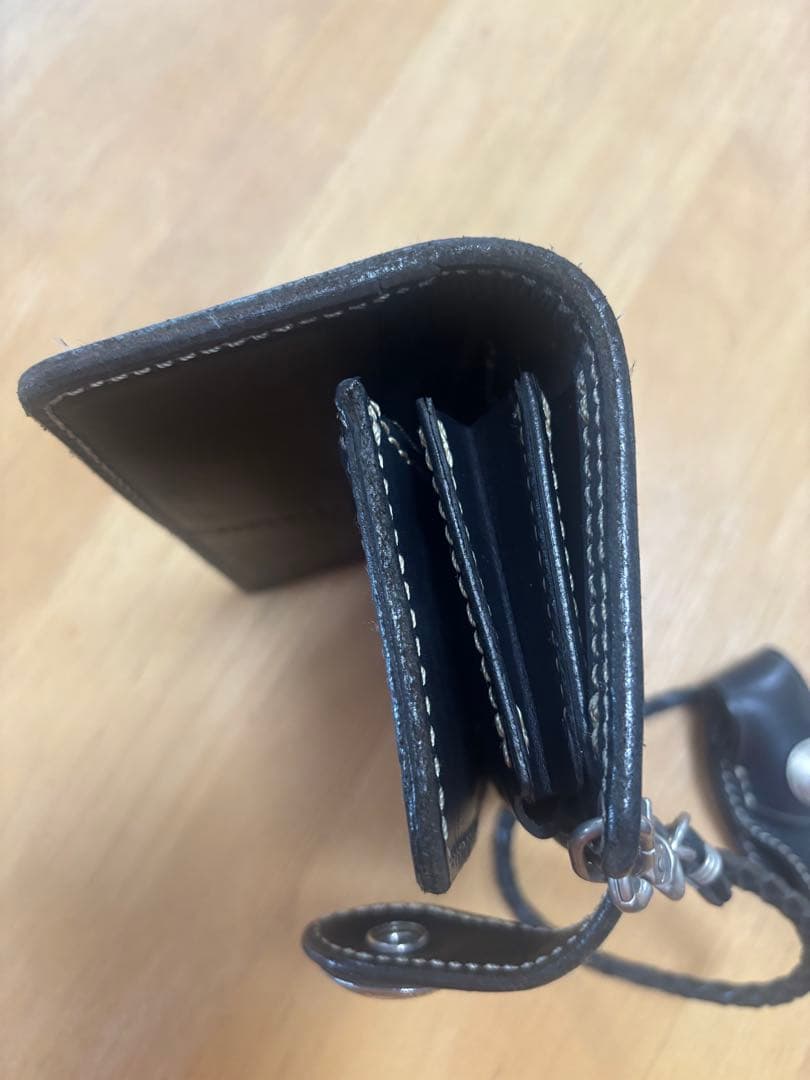 ブラックレザーウォレットチェーンアルバカーキシルバーコンチョ