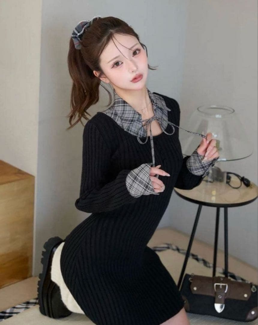 Darich レイヤードライクニットミニワンピース