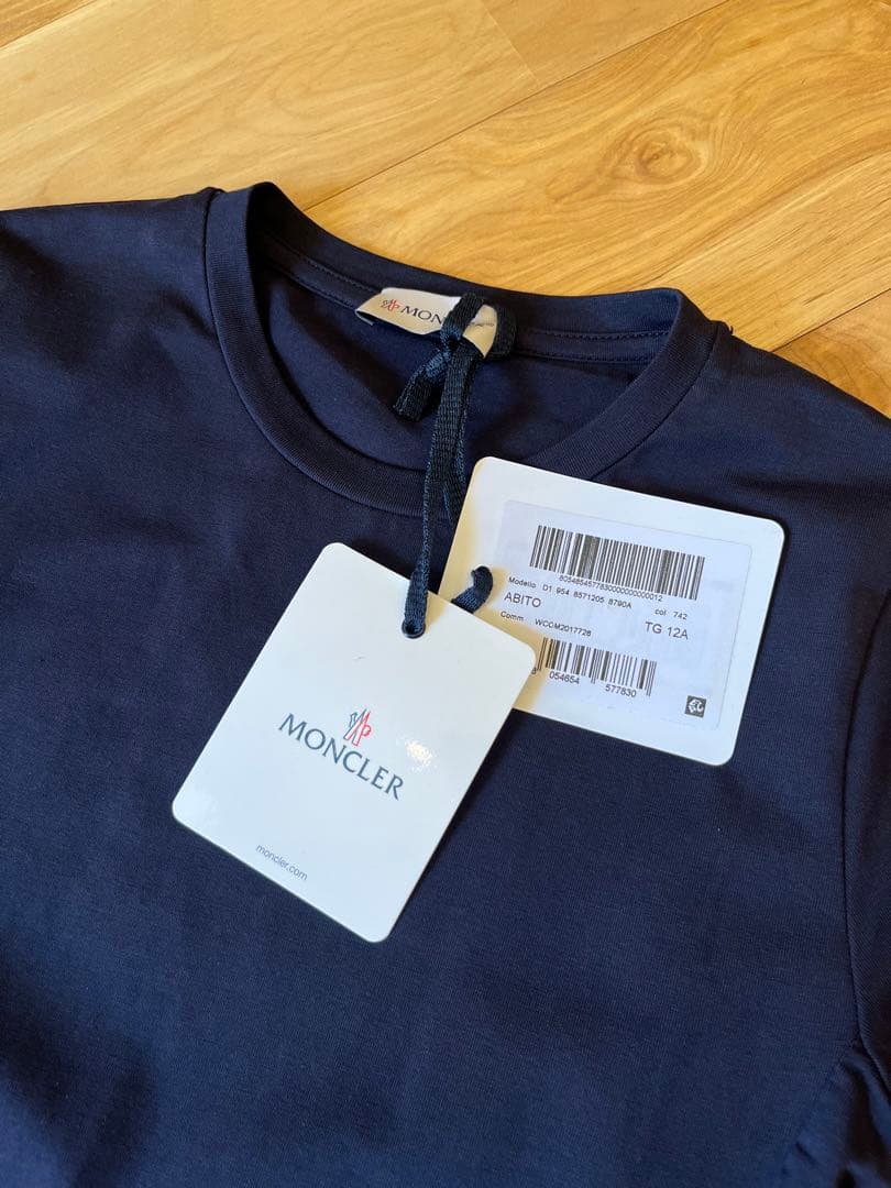 MONCLER モンクレール 12歳 ネイビー 半袖 ワンピース リボンデザイン